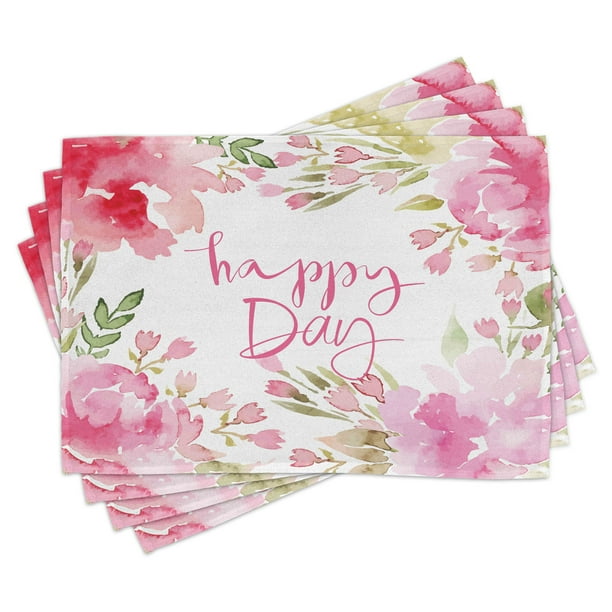 Pale Pink and Green Washable Fabric Placemats for Dining Room Kitchen Table Decor Ambesonne Country Place Mats Set of 4 Abstract Farm Style Image of Watercolor Flowers Leaves Frame Like Image Pale Pink and Green Washable Fabric Placemats for Dining Room Kitchen Table Decor Ambesonne Country Place Mats Set of 4 Abstract Farm Style Image of Watercolor Flowers Leaves Frame Like Image